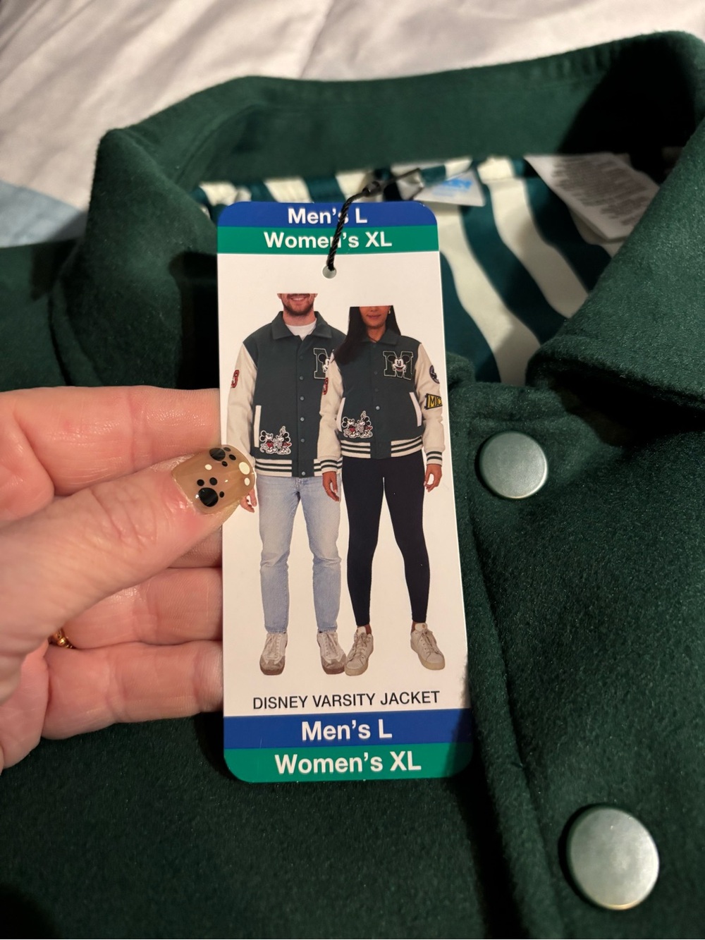 Disney Unisex Green and White Varsity Mickey Patch Jacket - Picture 12 of 12